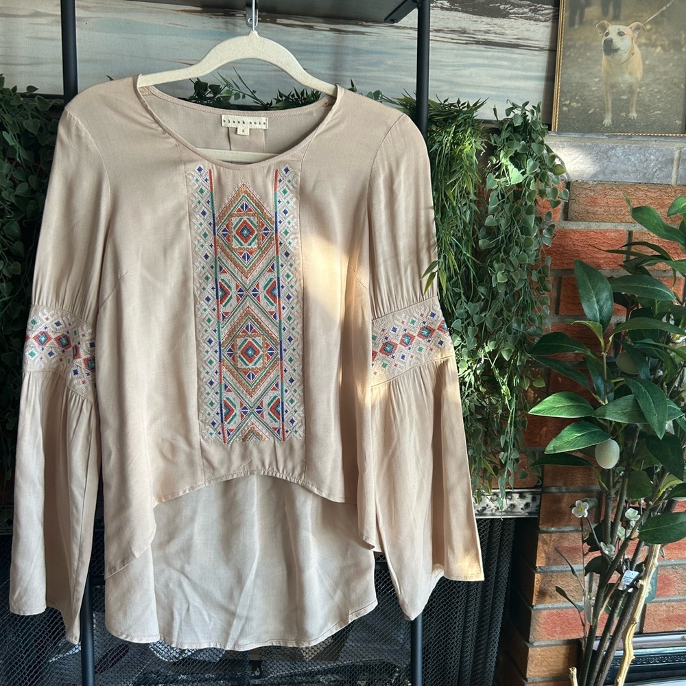 Blush noir Embroidered Blouse